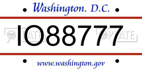 IO88777 District Of Columbia License Plate