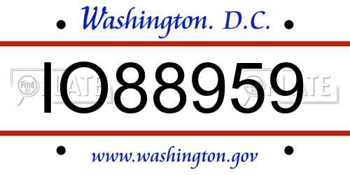 IO88959 District Of Columbia License Plate