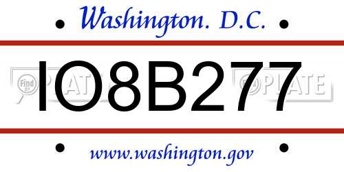 IO8B277 District Of Columbia License Plate