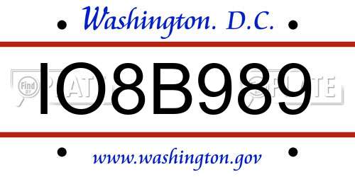 IO8B989 District Of Columbia License Plate
