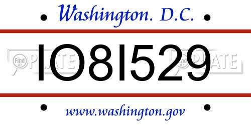 IO8I529 District Of Columbia License Plate