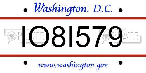 IO8I579 District Of Columbia License Plate