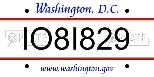 IO8I829 District Of Columbia License Plate