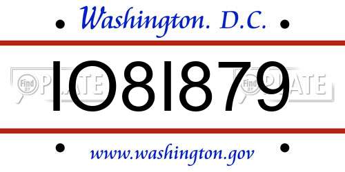 IO8I879 District Of Columbia License Plate