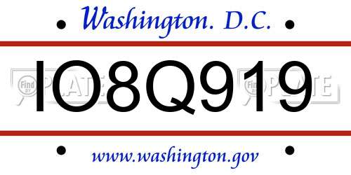 IO8Q919 District Of Columbia License Plate