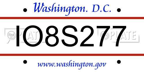 IO8S277 District Of Columbia License Plate
