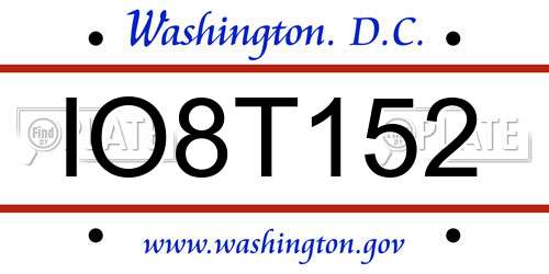 IO8T152 District Of Columbia License Plate