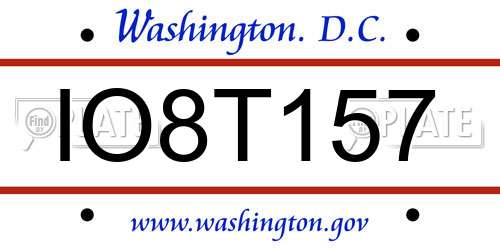 IO8T157 District Of Columbia License Plate