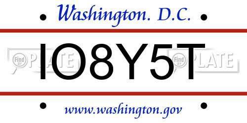 IO8Y5T District Of Columbia License Plate