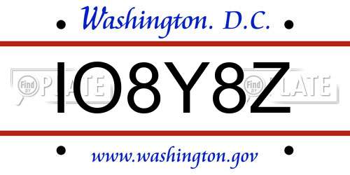 IO8Y8Z District Of Columbia License Plate