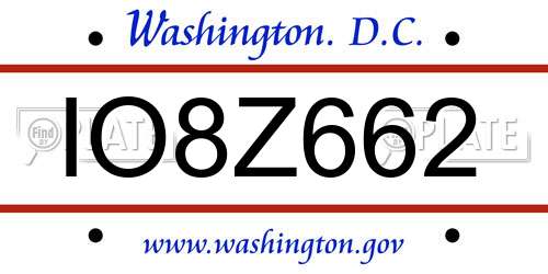 IO8Z662 District Of Columbia License Plate