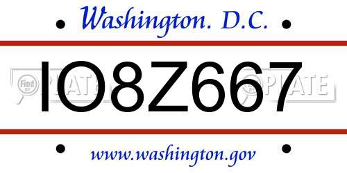 IO8Z667 District Of Columbia License Plate