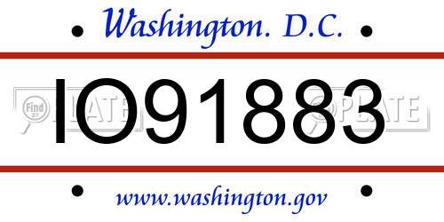 IO91883 District Of Columbia License Plate