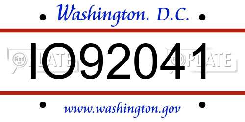 IO92041 District Of Columbia License Plate