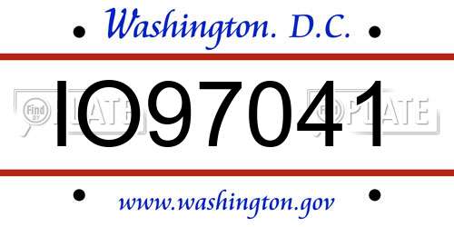 IO97041 District Of Columbia License Plate