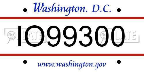 IO99300 District Of Columbia License Plate
