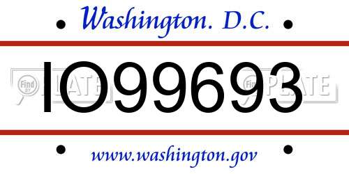 IO99693 District Of Columbia License Plate