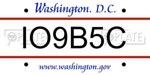 IO9B5C District Of Columbia License Plate