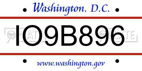 IO9B896 District Of Columbia License Plate