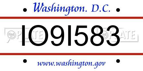 IO9I583 District Of Columbia License Plate
