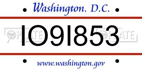IO9I853 District Of Columbia License Plate