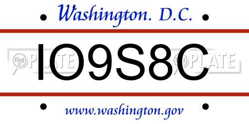 IO9S8C District Of Columbia License Plate