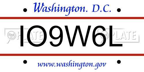 IO9W6L District Of Columbia License Plate