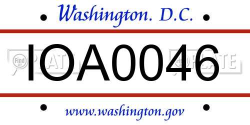 IOA0046 District Of Columbia License Plate