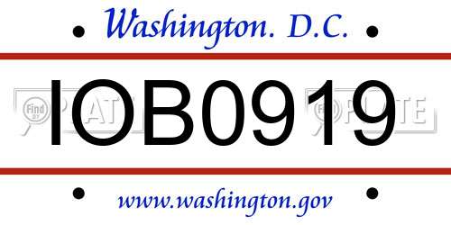 IOB0919 District Of Columbia License Plate