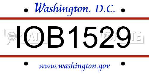 IOB1529 District Of Columbia License Plate