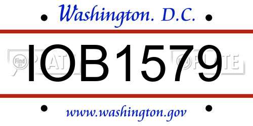 IOB1579 District Of Columbia License Plate