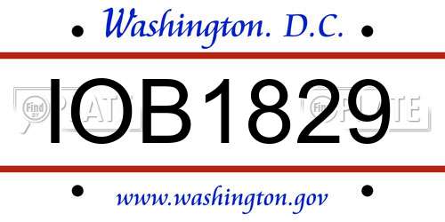 IOB1829 District Of Columbia License Plate