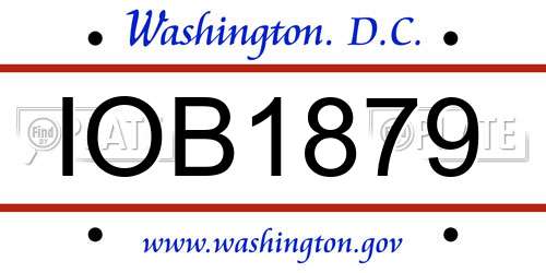IOB1879 District Of Columbia License Plate