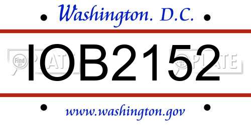 IOB2152 District Of Columbia License Plate
