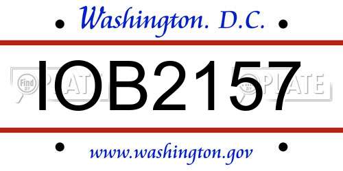 IOB2157 District Of Columbia License Plate