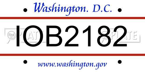 IOB2182 District Of Columbia License Plate