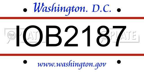 IOB2187 District Of Columbia License Plate