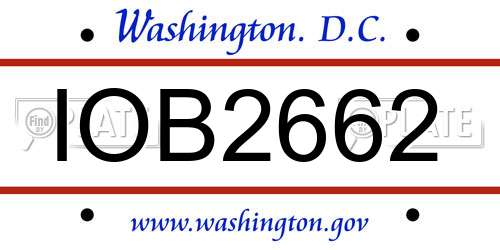 IOB2662 District Of Columbia License Plate