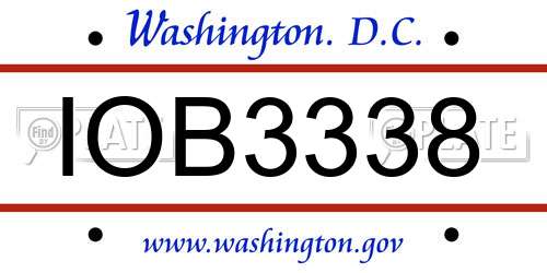 IOB3338 District Of Columbia License Plate