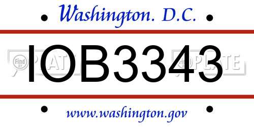 IOB3343 District Of Columbia License Plate