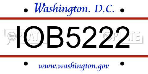 IOB5222 District Of Columbia License Plate
