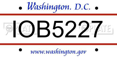 IOB5227 District Of Columbia License Plate
