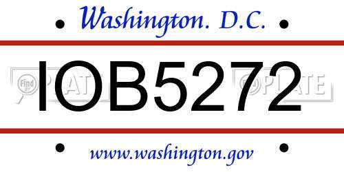 IOB5272 District Of Columbia License Plate