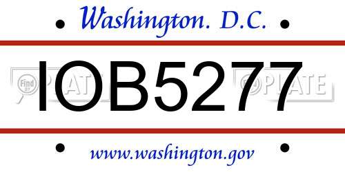 IOB5277 District Of Columbia License Plate