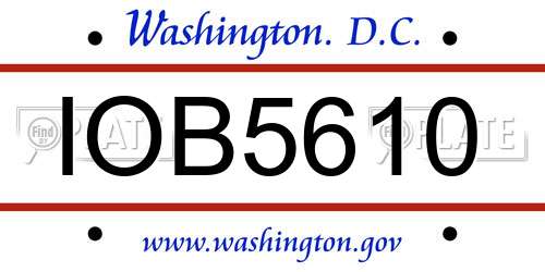 IOB5610 District Of Columbia License Plate