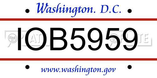 IOB5959 District Of Columbia License Plate