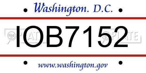 IOB7152 District Of Columbia License Plate