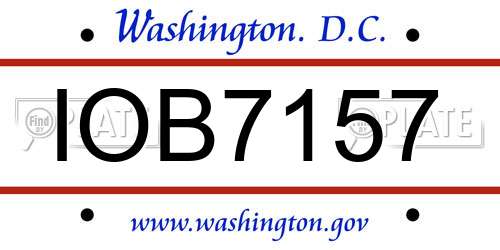 IOB7157 District Of Columbia License Plate