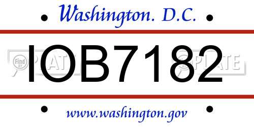 IOB7182 District Of Columbia License Plate