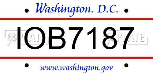 IOB7187 District Of Columbia License Plate